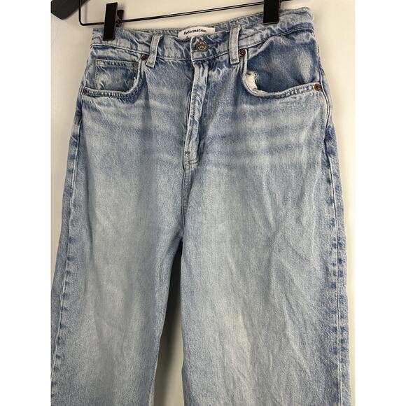 Reformation Wilder High Rise Wide Leg Cropped Jeans Raw Hem Rigid Denim Size 28 - Picture 4 of 14